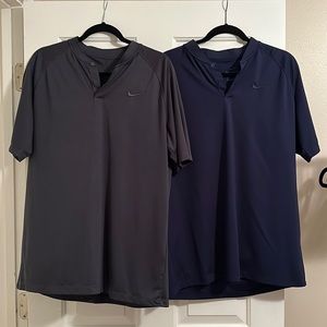 Set of 2 collarless Nike golf shirts